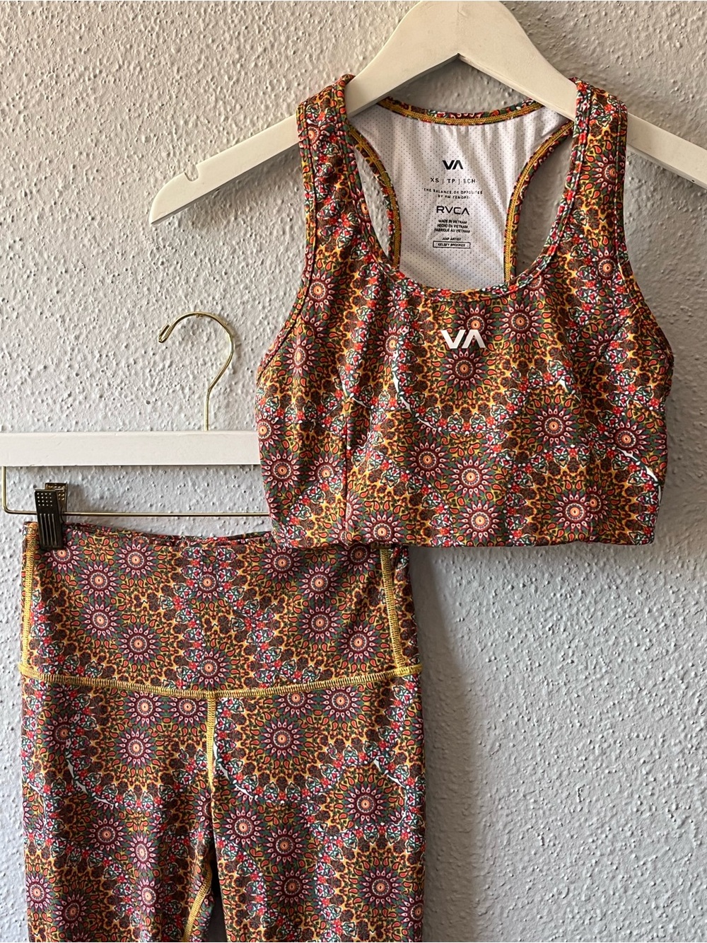 RVCA x Kelsey Brookes leggings + bra set (in Medallion print)